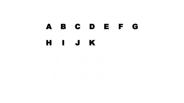 Minimalist black alphabet letters appearing on a white background