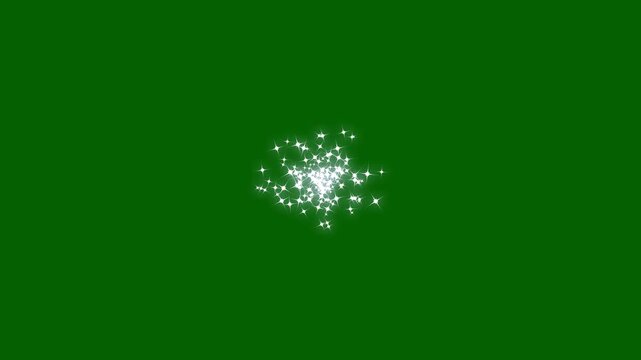 Explosive sparkling glitter stars overlay background, glowing glitter burst sparkle effect, particle magic tail sparkling glitter star dust trail loop animation on green screen video