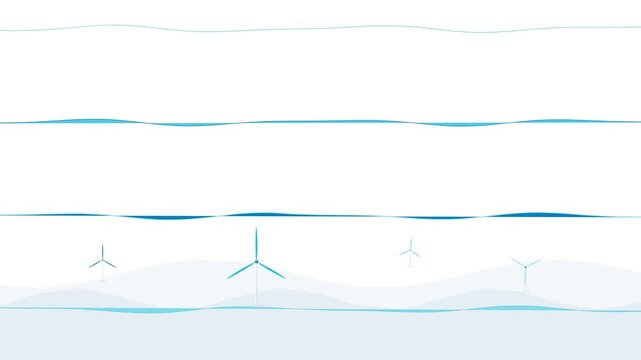 Wind Energy Motion Graphic &mdash; Wind Turbine with Flowing Aerodynamic Wind Curves