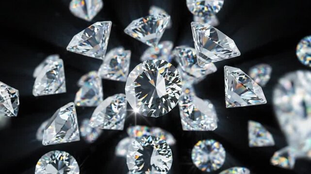 Abstract background with diamonds falling upwards in black space