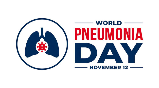 World pneumonia day awareness illustration featuring lungs and a red ribbon promoting health and disease prevention on november twelfth