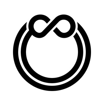 Black infinity loop circle icon isolated on a transparent background