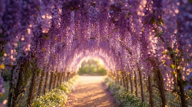 magical garden pathway covered by a stunning tunnel
