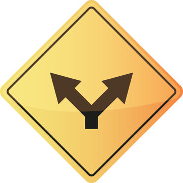 Road sign showing divergent arrows indicating choice or decision