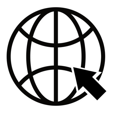 globe icon, Globe er opor mouse cursor ba link e click korar vector icon
