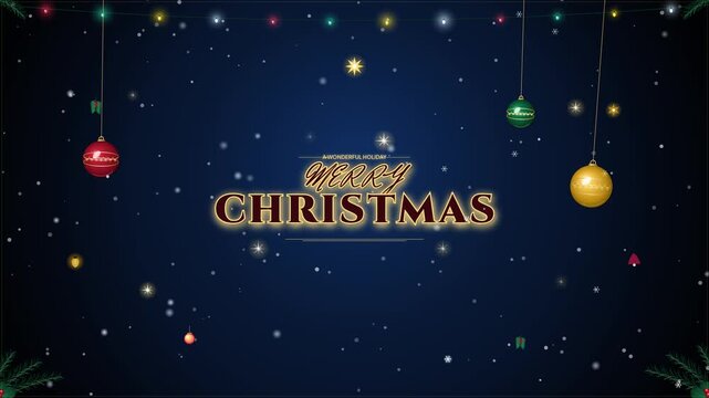 christmas greeting animation background looping with snowflake