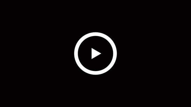 Play Button Icon Animation on Circle with Video Player Symbol on White Background.4k video