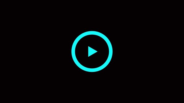 Play Button Icon Animation on Circle with Video Player Symbol on White Background.4k video