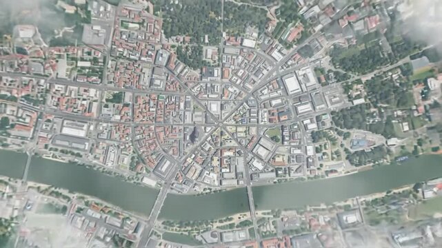Zooming in from space to Mannheim Germany