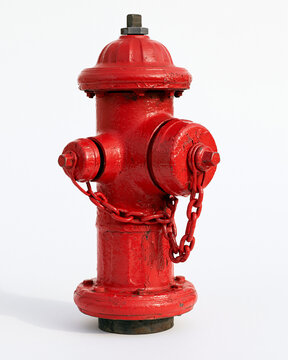 Red fire hydrant against a white background