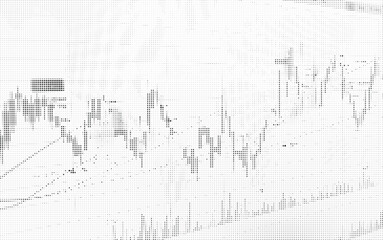 Fototapeta premium Abstract financial chart graphic with halftone dot pattern texture and market trend lines