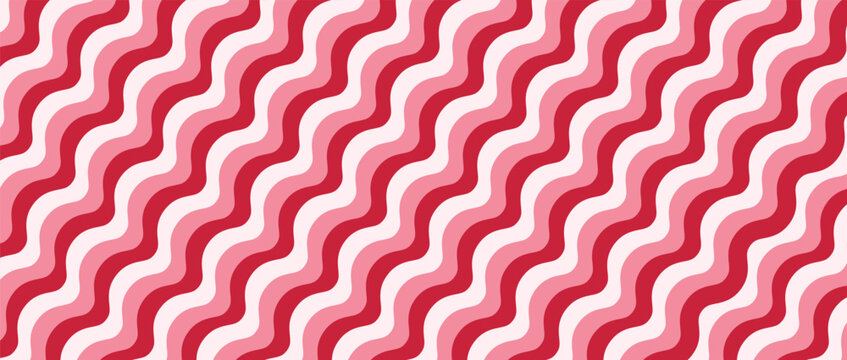 Stripe cane background. Red, green and pink diagonal stripes, vector seamless pattern, Candy cane holiday bg