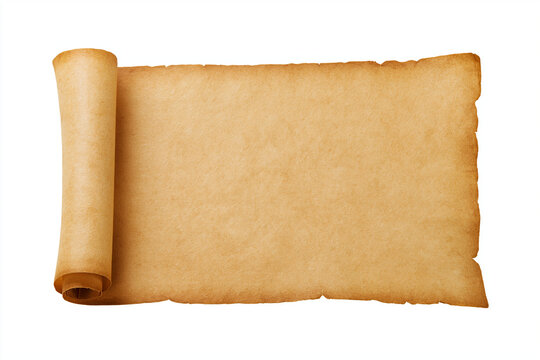 Old parchment scroll on a white background