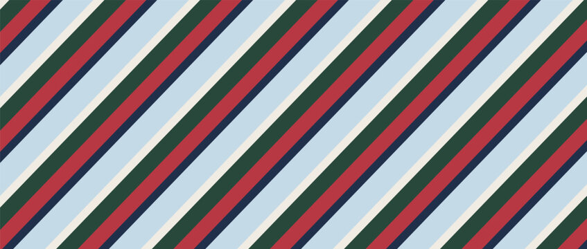 Stripe cane background. Red, green and pink diagonal stripes, vector seamless pattern, Candy cane holiday bg
