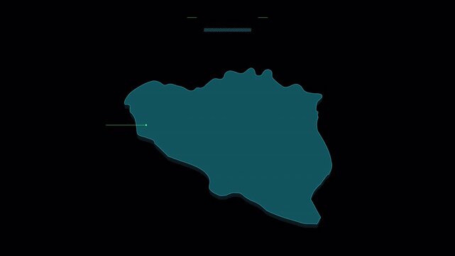 Digital Map Animation of the Province of Ourense in Spain.