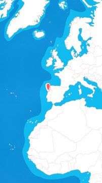 Vertical 3D globe zooming into Porto city location pin concept