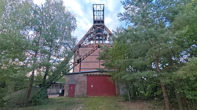 Turkank Mine in Kutna Hora with historic brick shaft building and headframe