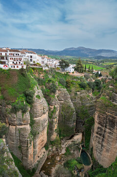 El Tajo Canyon located in the middle of the cliff-side city Ronda and formed by the Guadalev&iacute;n River, Spain
