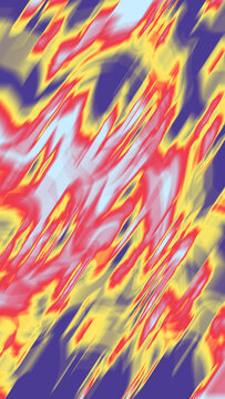 Abstract diagonal motion pattern with vibrant red, yellow, and blue colors, creating a dynamic thermal or digital distortion effect. Abstract colored background