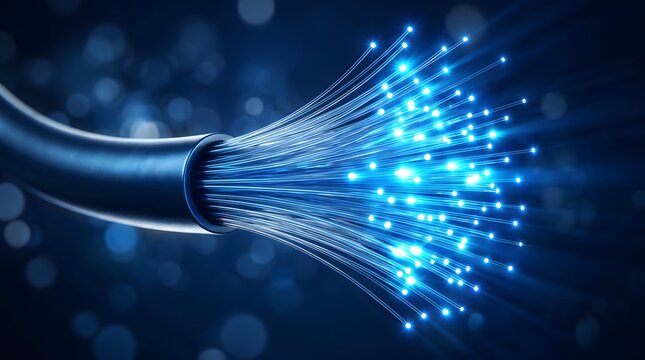 Fiber optic cable transmitting high speed digital data