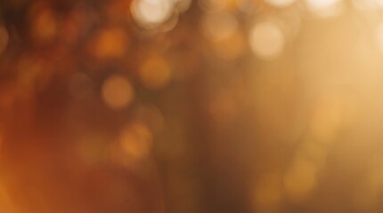 Plakat Soft blurred autumn bokeh glows with warm orange and golden light in an abstract defocused background. Concept seasonal advertising, banners, websites and social media. Generative AI.