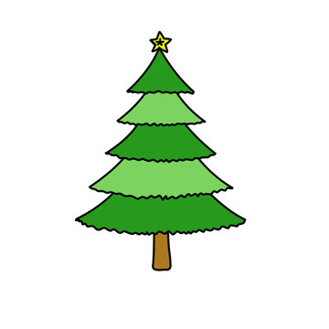 Simple Hand Drawn Christmas Tree Outline with Horizontal Lines Vector