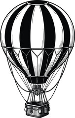 Vintage hot air balloon vector sketch illustration engraved style for travel adventure journey exploration retro design project © MstHusna