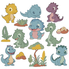Kids Keamless Little Dinosaurs Vector © zenzain studio