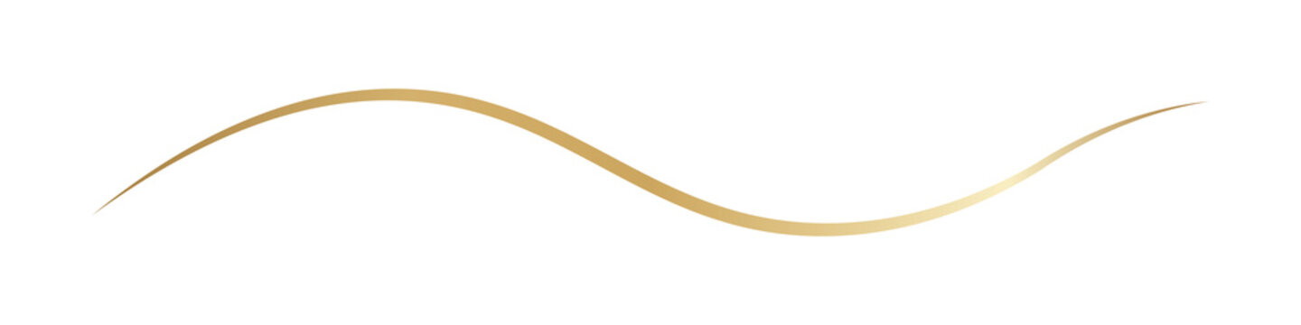 Graceful golden wave flourish isolated on transparent background