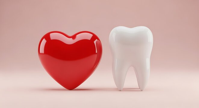 Heart and Tooth Illustration Showcasing Vital Oral and Cardiovascular Health