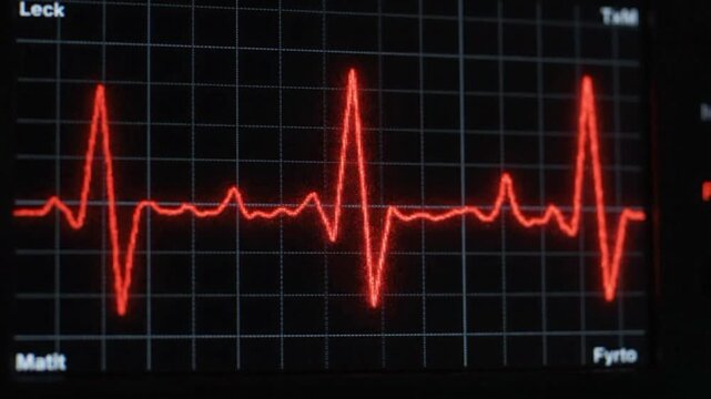 Heartbeat flatline electrocardiogram shows health status and patient state in medical setting