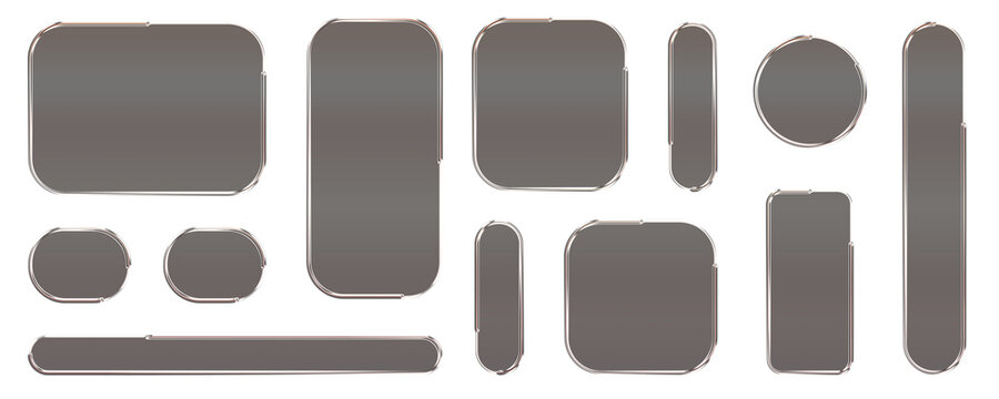 Transparent glass elements with liquid morphism effect for ui design and modern interfaces. Rounded rectangles, circles and buttons with frosted blur overlay Glassmorphism components for web or app