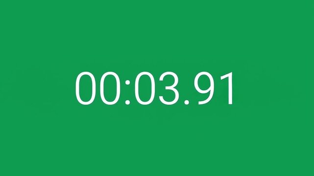 Digital Stopwatch Timer Counting Up on Green Screen Background