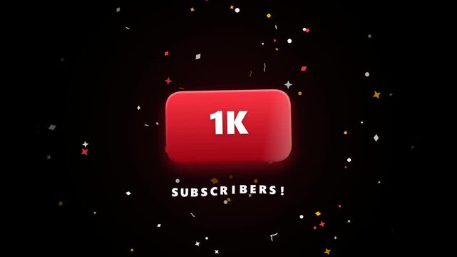 One thousand subscribers milestone celebration animation with confetti