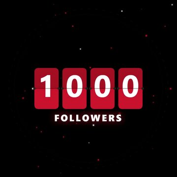 Counter decrementing from thirteen hundred forty-five to one thousand followers on a digital display with a black background