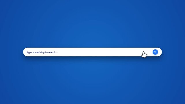 Search navigation bar with input field and magnifying glass icon on blue screen display