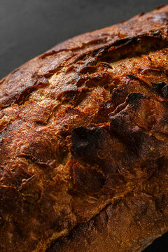 sourdough bread on a black background