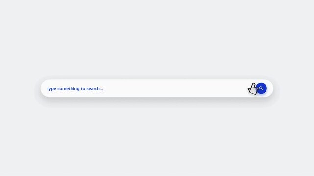 Search bar with blue magnifying glass icon and browser search field on white screen display