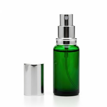 Green perfume spray bottle with pump and small size sample