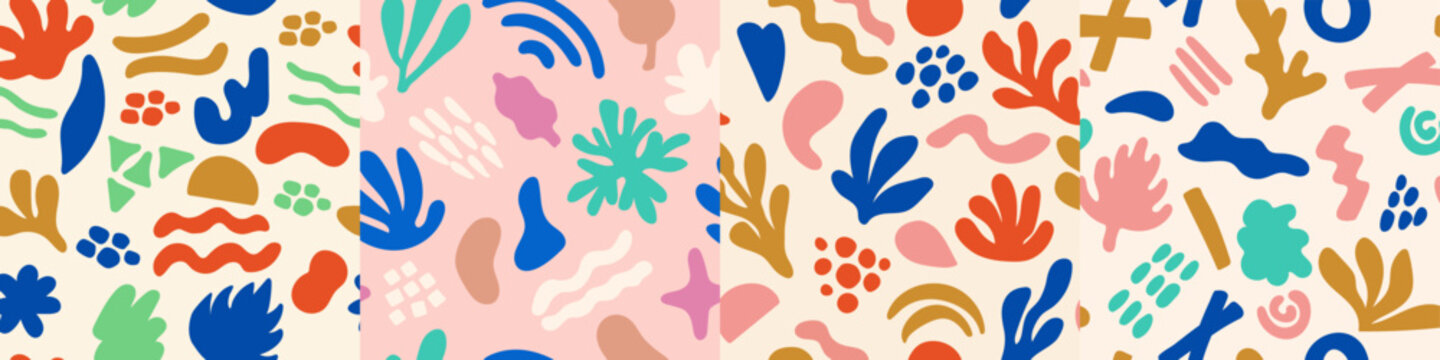 Set of seamless patterns with abstract organic shapes