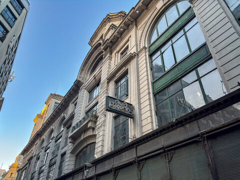 Historic Harrods Department Store Building and Vintage Sign in Buenos Aires