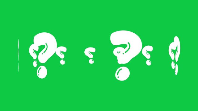 Rotating animated question marks on green screen background chroma key overlay