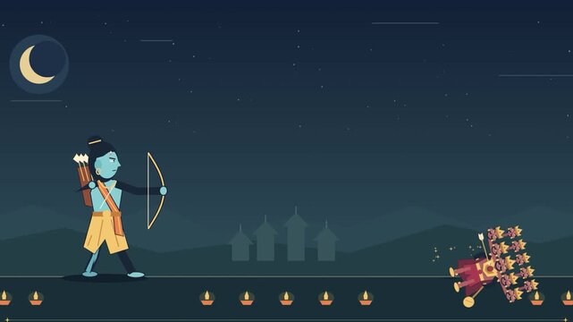 Lord rama with bow and arrow celebrating happy ram navami festival