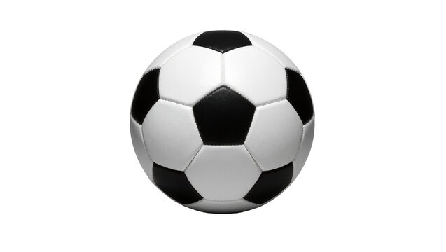 Classic black and white soccer ball, isolated on transparent background