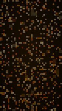 Amber on black pixel mosaic glitch animation, glitch motion background, vertical 9:16