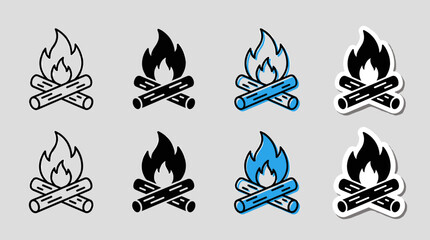 Fototapeta premium Campfire Vector Icons on Presentation Board