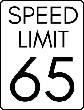 Speed limit 65 mph Sign Vector