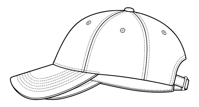 Baseball Cap Side Profile Technical Sketch
