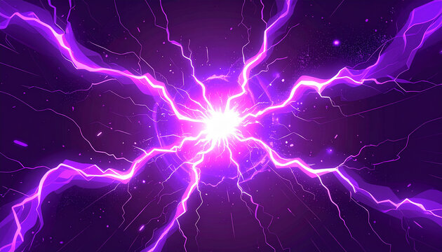 紫色の電気エネルギーが一点に集まるチャージエフェクト
Purple electric energy charge effect converging to a central point