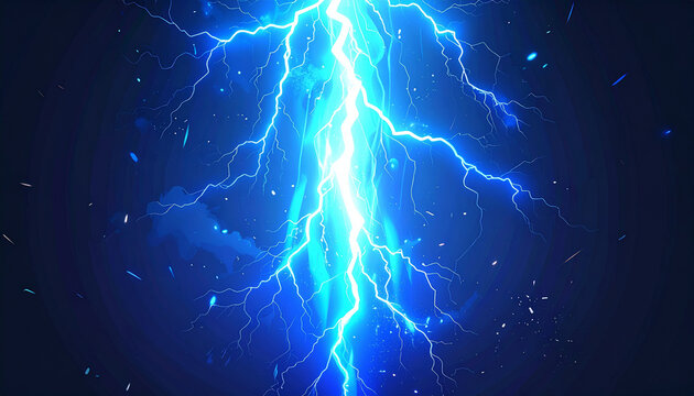 青白い稲妻が走るゲーム用雷エフェクト
Blue lightning bolt game visual effect